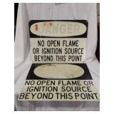Pair of Danger No Open Flame Metal Signs 18x24