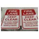 Pair of Fire Lane Metal Signs 18x12