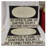 Pair of Danger No Open Flame Metal Signs 18x24