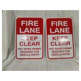 Pair of Fire Lane Metal Signs 18x12
