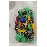 Small Tote of Plastic/Rubber Animals and