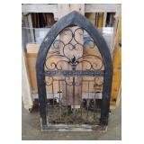 Gothic Style Metal and Wood Window Arch Wall