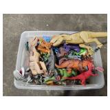 Tote of Assorted Toy Dinosaurs
