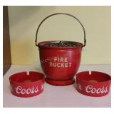 Vintage Fire Bucket Ashtray and Coors Ashtrays
