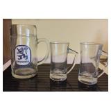 Large Lowenbrau Mug and Pilsner Mugs