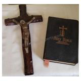 Leather Bound Bible & Crucifix