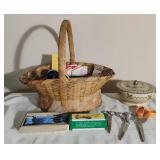 Basket of Assorted Scissors & Sewing Notions