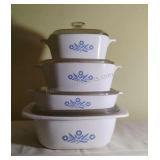 Vintage Corningware Blue Cornflower Casseroles w/