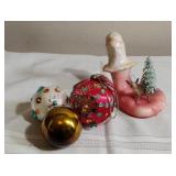Vintage Christmas Ornaments & Candle Scene