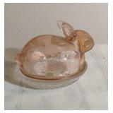 Pink Glass Bunny on a Nest