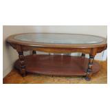 Oak Coffee Table w/Glass Top 16x46x24