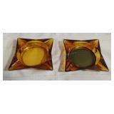 MCM Pointed Atomic Amber Glass Ashtrays