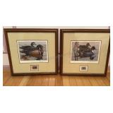 Pair of Signed Duck Stamps & Prints 16.5x16.5