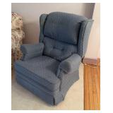 Blue Upholstered Rocker Recliner