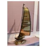 Signed Sail Boat Sculpture 21 inches tall