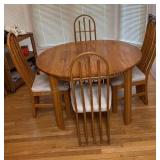 Dining Table W/ Chairs also Has Leaf 42x48