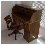 Roll Top Desk & Chair desk is 20x48x42 inches