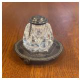 Waterford crystal inkwell &  silver-plated lid