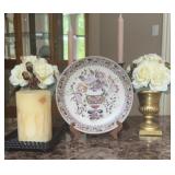 Decorative Plate Oriental Ornate Pink Floral &