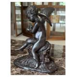Bronze cherub sculpture 10 inches tall