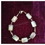 Sterling Silver and Mother of Pearl Bracelet 7in