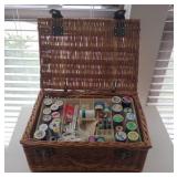 Basket of Assorted Sewing Notions 8x16x11