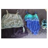 2 Ladies Swim Suits Size 16 & Lands End Swim Shoes