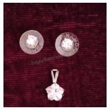 Sterling 925 Pink Ice Pendant and Pierced