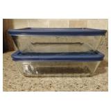 Pair of Pyrex Glass Food Storage Containers 9x7