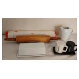 Rae Dunn Salt and Pepper Shakers, Rolling Pin and