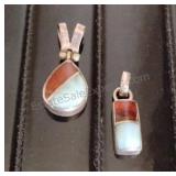Sterling 925, Amber & Larimar Pendants