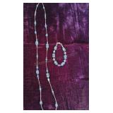Sterling 925 and Beaded Necklace 32in and