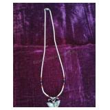 Beaded Necklace w Mother of Pearl Butterfly