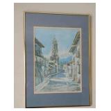 Framed Street Scene Art 20x14