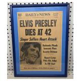 Framed Elvis Death Front Page Newspaper