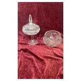 vintage American cut lead crystal pedestal candy
