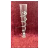 modern hand-blown clear glass trumpet vase