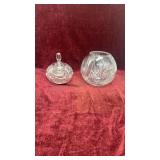 vintage European hand-cut lead crystal rose bowl,