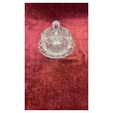 vintage crystal clear glass covered butter and