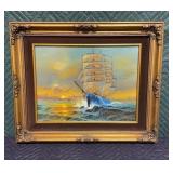 Original Preston Willis Clipper Ship on Canvas