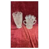 vintage cut glass vase, Early American Pressed