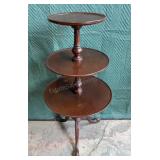 Irwin mahogany dumbwaiter table 45 inches tall
