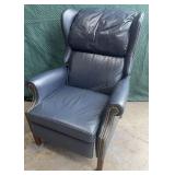 Ethan Allen Navy Leather Reclining Chair