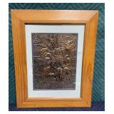 Framed Embossed Copper Rose 16.5x20.5