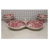 Spode's Tower ï¿½pink towerï¿½ relish dish & Custard
