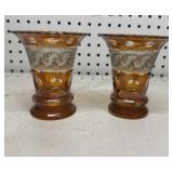 vintage Bohemian Amber Glasses (small Chips)