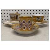 Group of Gold Gilded Tea cups & saucers