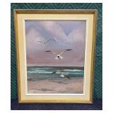 Signed beachscape Painting on Board 20.5x24.75