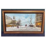 Original E. Antonis Damaged Canvas  city street