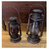 Vintage Lanterns 1 Red & 1 Clear Glass